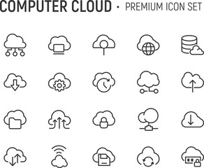 Poster - Editable vector pack of computer cloud line icons.