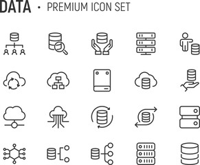 Poster - Editable vector pack of data line icons.