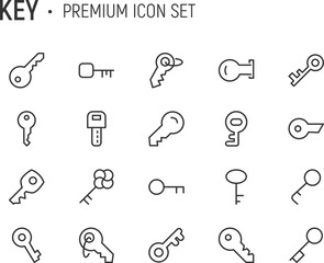 Poster - editable vector pack of key line icons.