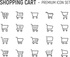 Canvas Print - Editable vector pack of shopping cart line icons.