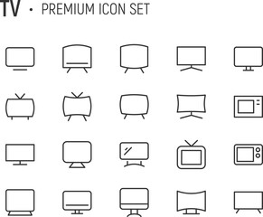 Poster - editable vector pack of tv line icons.