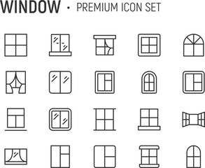 Poster - editable vector pack of window line icons.