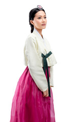 Sticker - Asian woman wearing a traditional Korean national costume, Hanbok