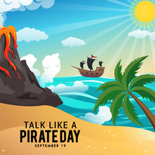 Talk Like A Pirate Day Logo With A Pirate Hat On White Background Illustration
