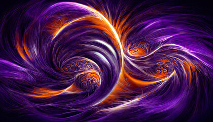 Wall Mural - fractal burst background, abstract fractal background with space, orange and violet background, spir