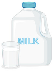 Poster - Milk bottle with a glass