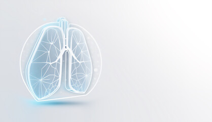 Lung holographic icon, lung disease diagnostic concept for lung cancer, pneumonia, viral infections  3d rendering 