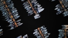 Aerial View Of Yachts Moored In The Marina At Late Night