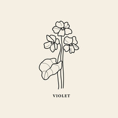 line art violet flower illustration