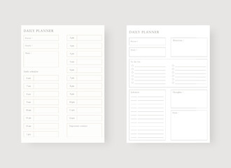 Wall Mural - Daily planner template. Set of planner and to do list. Modern planner template set. Vector illustration. 