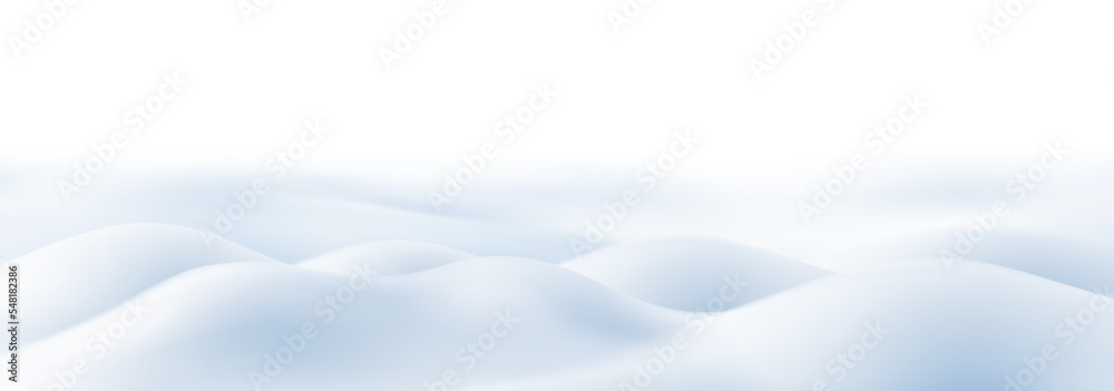 Christmas winter landscape with drifts of snow. 3D realistic snow ...