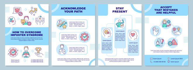 Wall Mural - how to overcome imposter syndrome blue brochure template. leaflet design with linear icons. editable