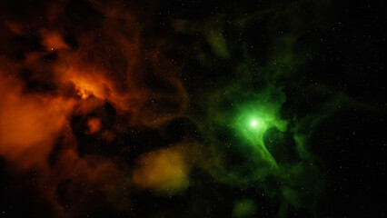 Wall Mural - colorful space background with nebula and stars. 3d rendering.