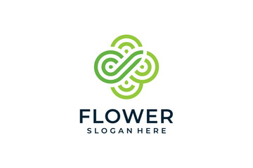 Wall Mural - Pattern green flower ornament logo design concept