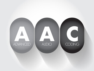 Poster - AAC - Advanced Audio Coding is an audio coding standard for lossy digital audio compression, acronym concept background