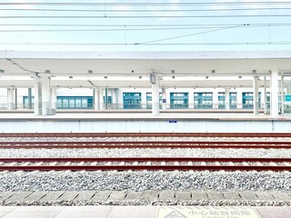 Wall Mural - bright vibrant shot of an empty train station