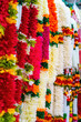 Indian colorful flower garlands for sales during Deepavali or Diwali festival.