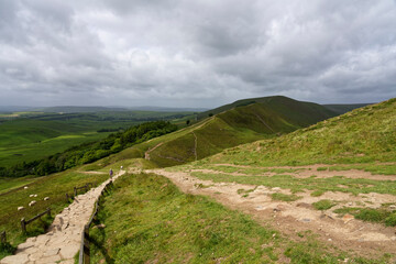 Wall Mural - Dark clouds over the path up to the top of Mam Tor.