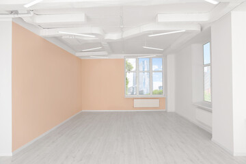 Poster - New empty office room with clean windows and beige walls