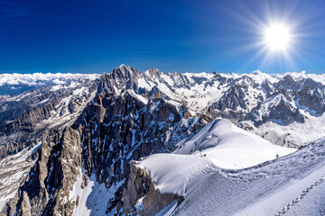 Wall Mural - Snowy mountains Chamonix, Mont Blanc, Haute-Savoie, Alps, France