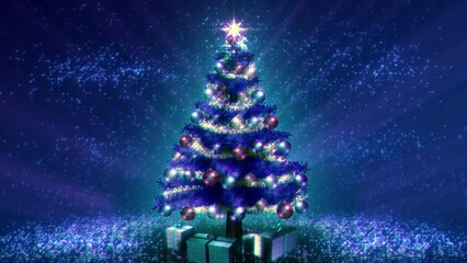 magical christmas tree loop. blue version. growing tree version also available - search for 19754838