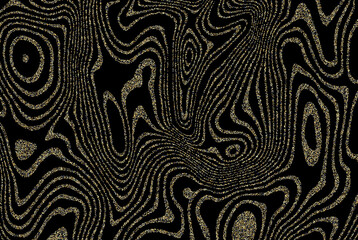 Wall Mural - Elegant abstract pattern on a black background. Luxurious golden texture with golden wavy lines. Shining wave design for wallpapers, banners, covers, wall art, home decor.