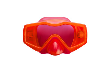 Red swimming mask isolated on white background. Mask for diving under water