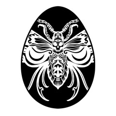 Wall Mural - Easter egg, egg, doodle, line art, outline, rabbit, zentangle, vector, drawing, mammal, tattoo, art, moth, death moth, butterfly, abstract, animal, flower, ornament, illustration, design, floral, natu