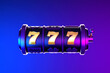 casino slot machine 777 ribbon banner 3d render 3d rendering illustration 
