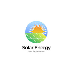 Wall Mural - Sun solar energy logo design template. solar tech logo designs