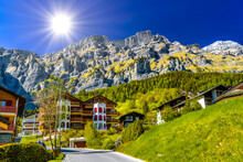 Chalet And Hotels In Swiss Village In Alps, Leukerbad, Leuk, Vis