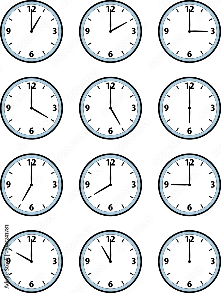 シンプルな12時間分の針時計のイラスト Stock Vector | Adobe Stock