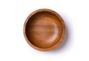 Wall Mural - wooden bowl isolated on white background