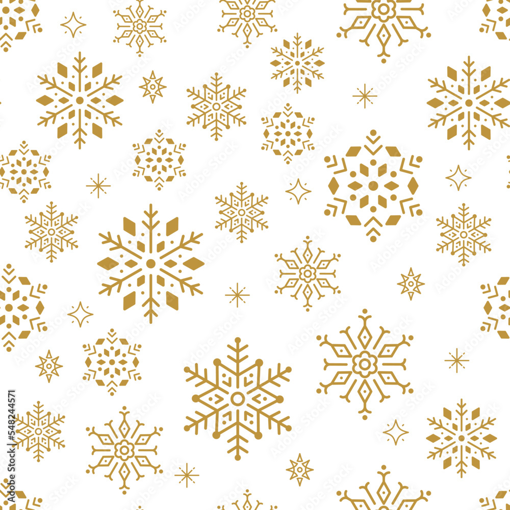 Christmas seamless pattern wiht golden Snowflakes. Vector illustration ...