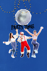 Poster - Exclusive magazine picture sketch image of funny funky grandfather ladies xmas party time isolated painting background