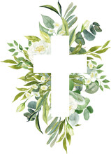 Watercolor Floral Easter Cross