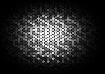 Aufkleber - 3D Futuristic honeycomb mosaic dark background. Realistic geometric mesh cells texture. Abstract dark vector wallpaper with a hexagon grid.