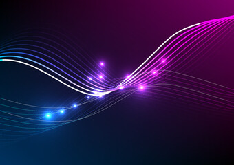 Aufkleber - Artificial intelligence tech background. Digital technology, deep learning, and big data concept, lines for network, data center, server, internet, and speed. Abstract neon lights into digital 