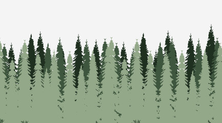 Wall Mural - silhouette green forest, park pine, spruce design vector