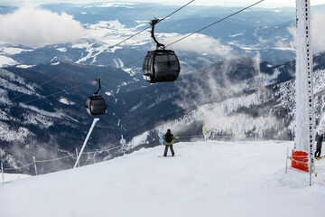 Canvas Print - snowboarder at the slope of chopok mountain in slovakia