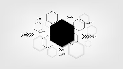 Aufkleber - gray background technology hexagon line template. 
