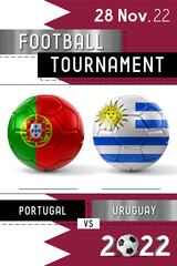 Canvas Print - Portugal and Uruguay football match - Tournament 2022 - 3D illustration