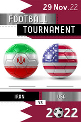 Sticker - Iran and USA football match - Tournament 2022 - 3D illustration