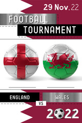 Sticker - England and Wales football match - Tournament 2022 - 3D illustration