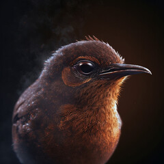 Wall Mural - portrait of a High Saturation and Vivid-Brown Nightingale