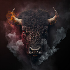 Wall Mural - portrait of a Saturated Bison