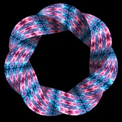 Wall Mural - abstract twisted colorful circle in blue and violet color isolated on black color, 3d rendering