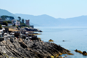 Wall Mural - La costa del Mar Ligure a Nervi in provincia di Genova, Italia.