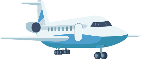 Fototapete - Airpline semi flat color raster object. Full sized item on white. Commercial airline. Civil aviation. International flight simple cartoon style illustration for web graphic design and animation