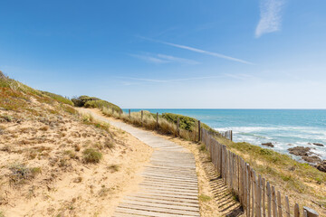 view of Pointe du Payre beach, Jard sur mer, France